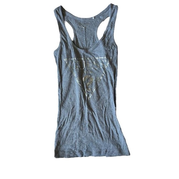 goodness gracious >.< | gorgeous Y2K grey rhinestone guess tank top - Picture 2 of 2